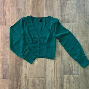 Green Button Down Corset Top